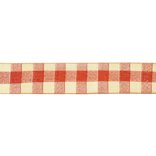 2.5" x 6.6yd. Orange Plaid Check Wired Ribbon by Celebrate It®